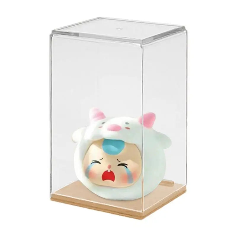 Adjustable Display Stand Dustproof Acrylic Figure Storage Case Transparent Stackable Display Case With Colorful Base For Doll To