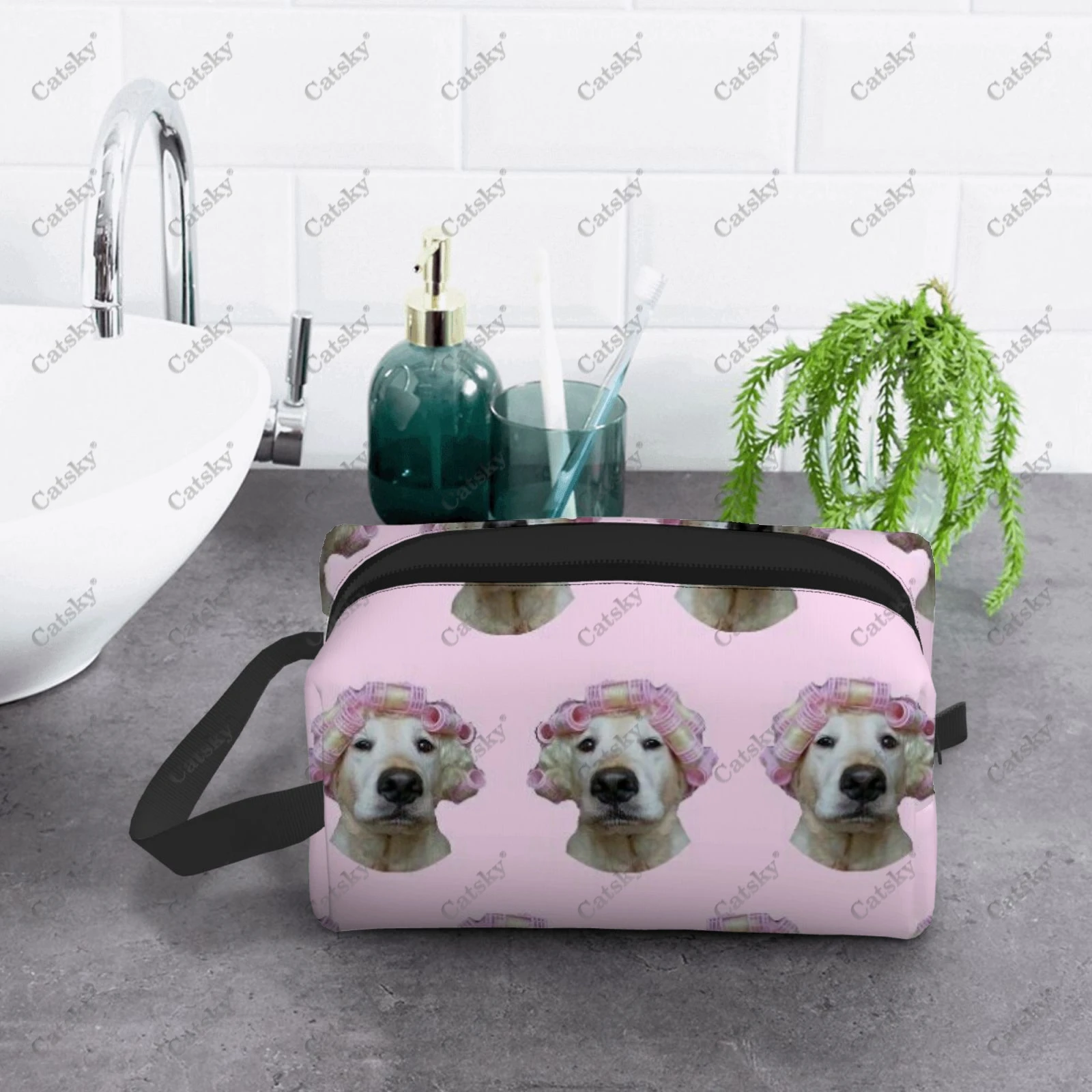 animals cute dog funny cat head Cosmetic bag women\'s fashionable large-capacity skin care cosmetic box beauty storage toiletry