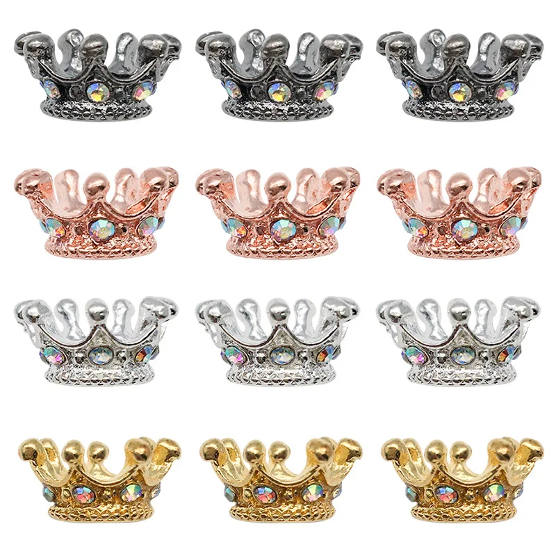 10pcs 4 Farben Strass Einsatz Big Hole Krone Perle lose Abstand halter für Schmuck machen DIY Armband Zubehör Großhandel Lieferungen – Detail 1