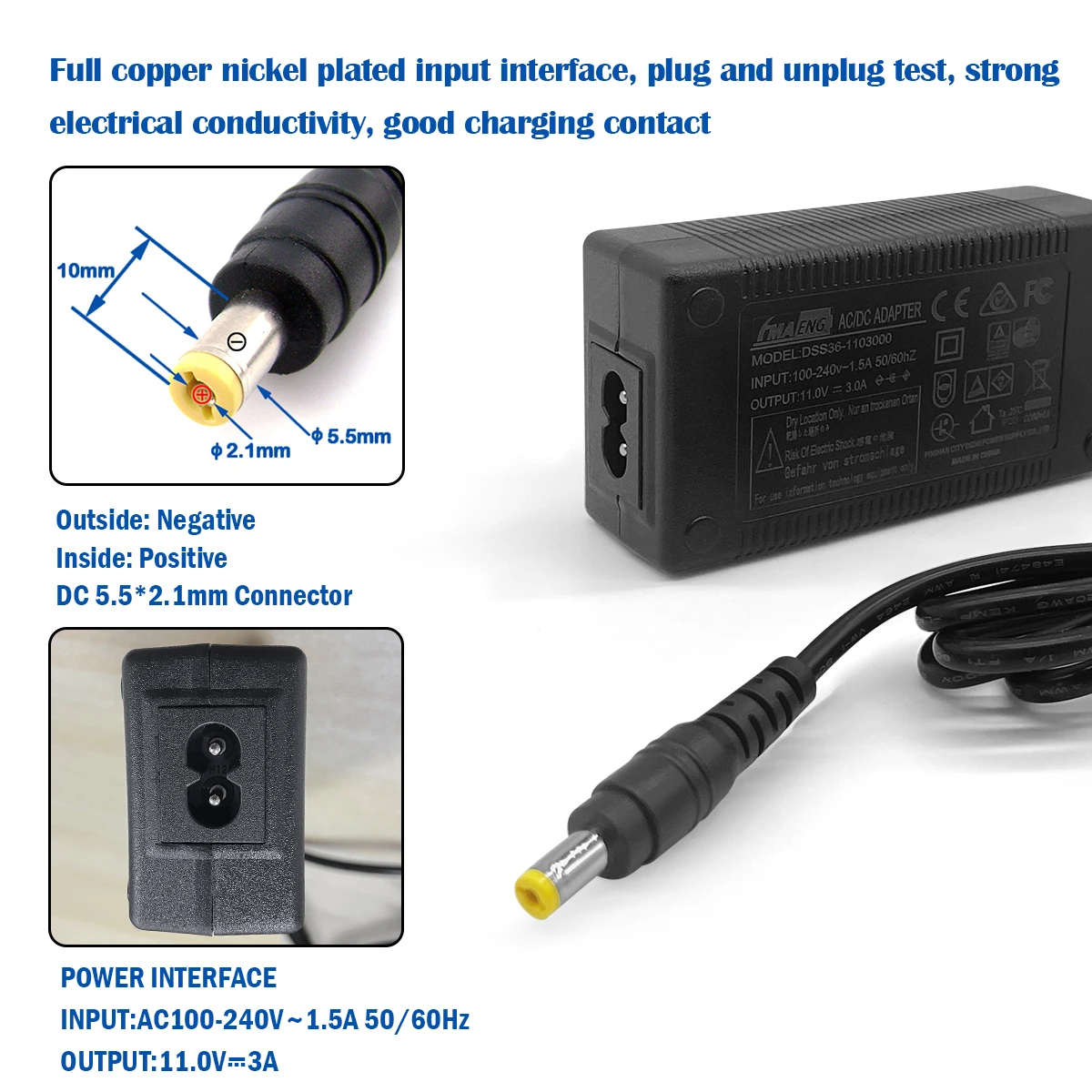 Cargador inteligente 11V 3A para 9,6 V LiFe 9,9 V LiFePO4 batería recargable apagado automático protección contra sobrevoltaje y corriente