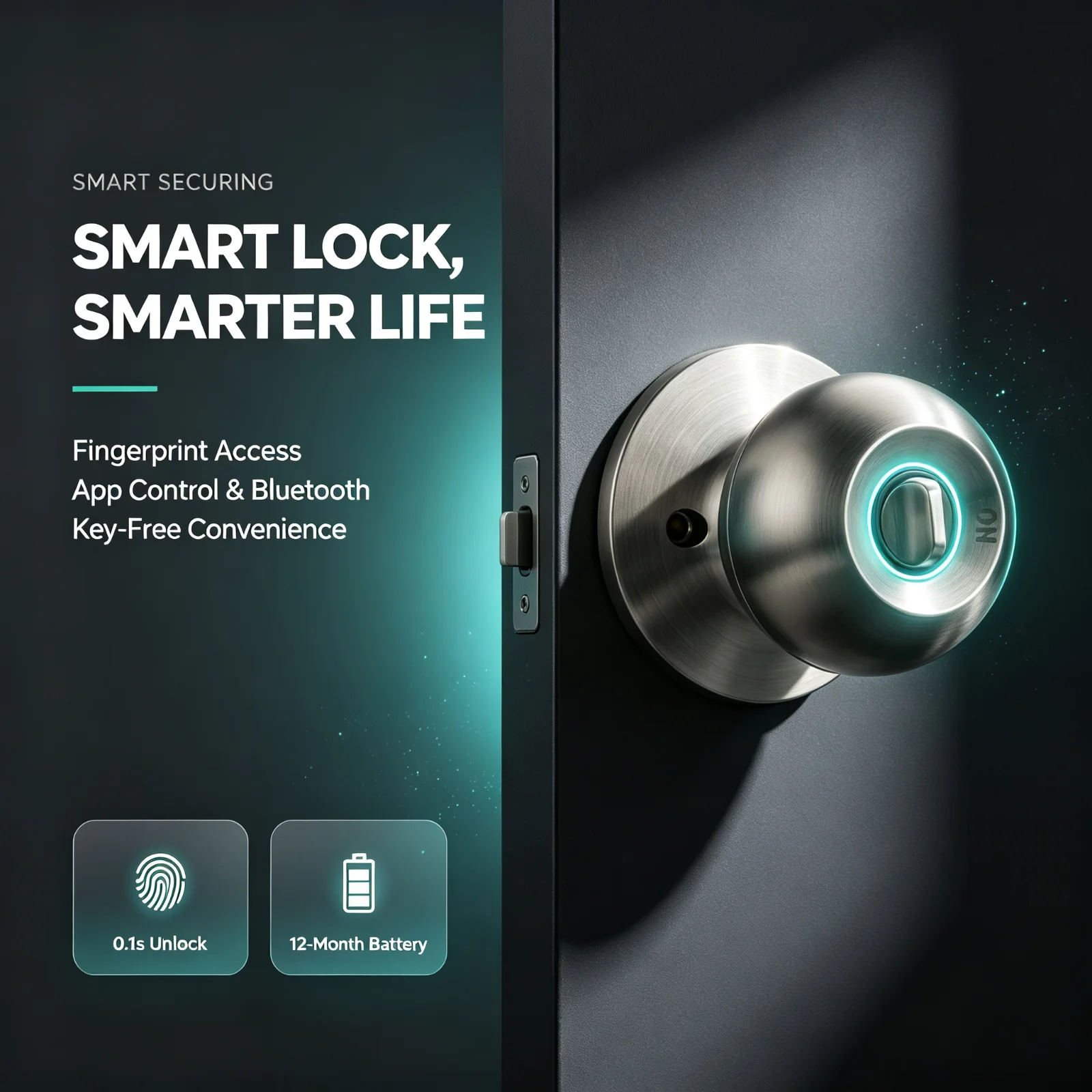 Smart Door Lock, Keyless Entry Interior Door Lock with Fingerprint, Keypad, APP Control, Electronic Deadbolt, Compatible with Tuya for Home Apartment
