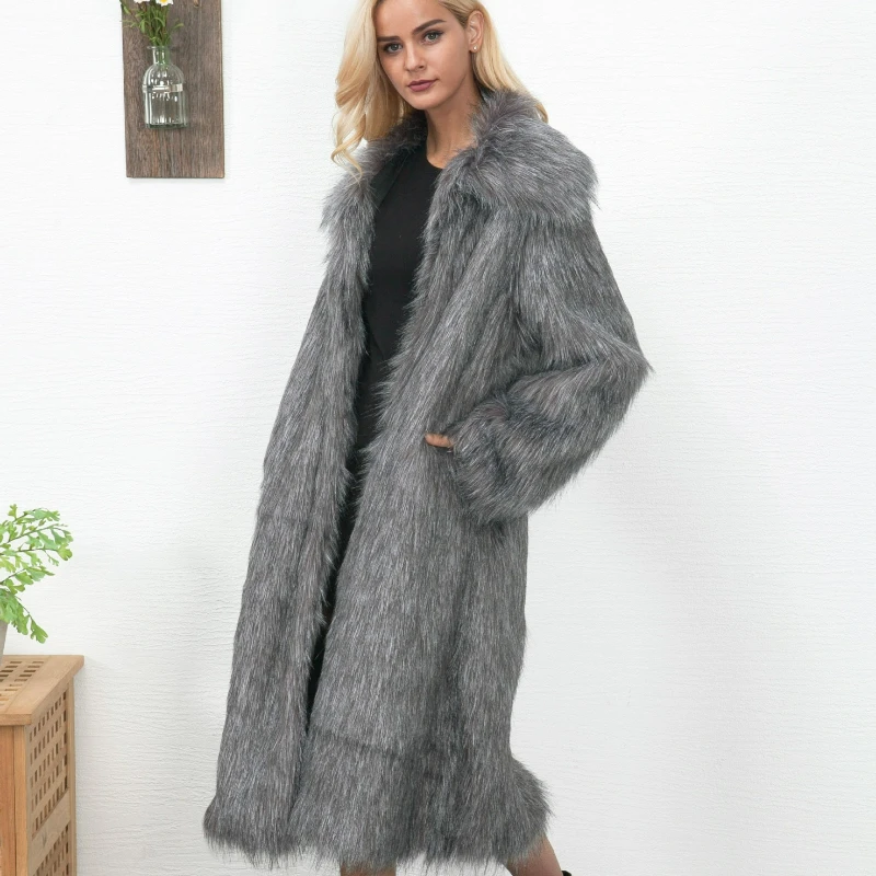 In Autumn Winter 2026 A New Loose Casual Warm Jacket for Women Fashionable Square-neck Medium Style Faux Fur Women's Outerwear