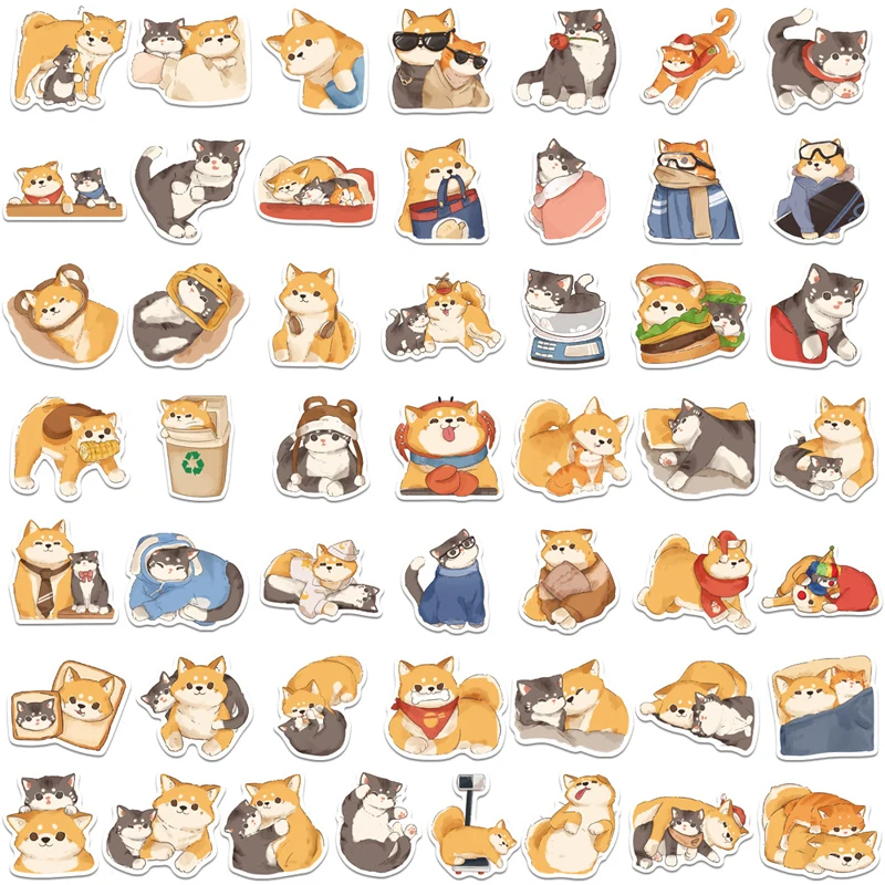 50 قطعة ملصقات شيبا اينو أكيتا لطيف مضحك يتوهم القط الكلاب ملصقات DIY بها بنفسك الديكور ورق لاصق لأجهزة الكمبيوتر المحمول المخططين سجل القصاصات #4