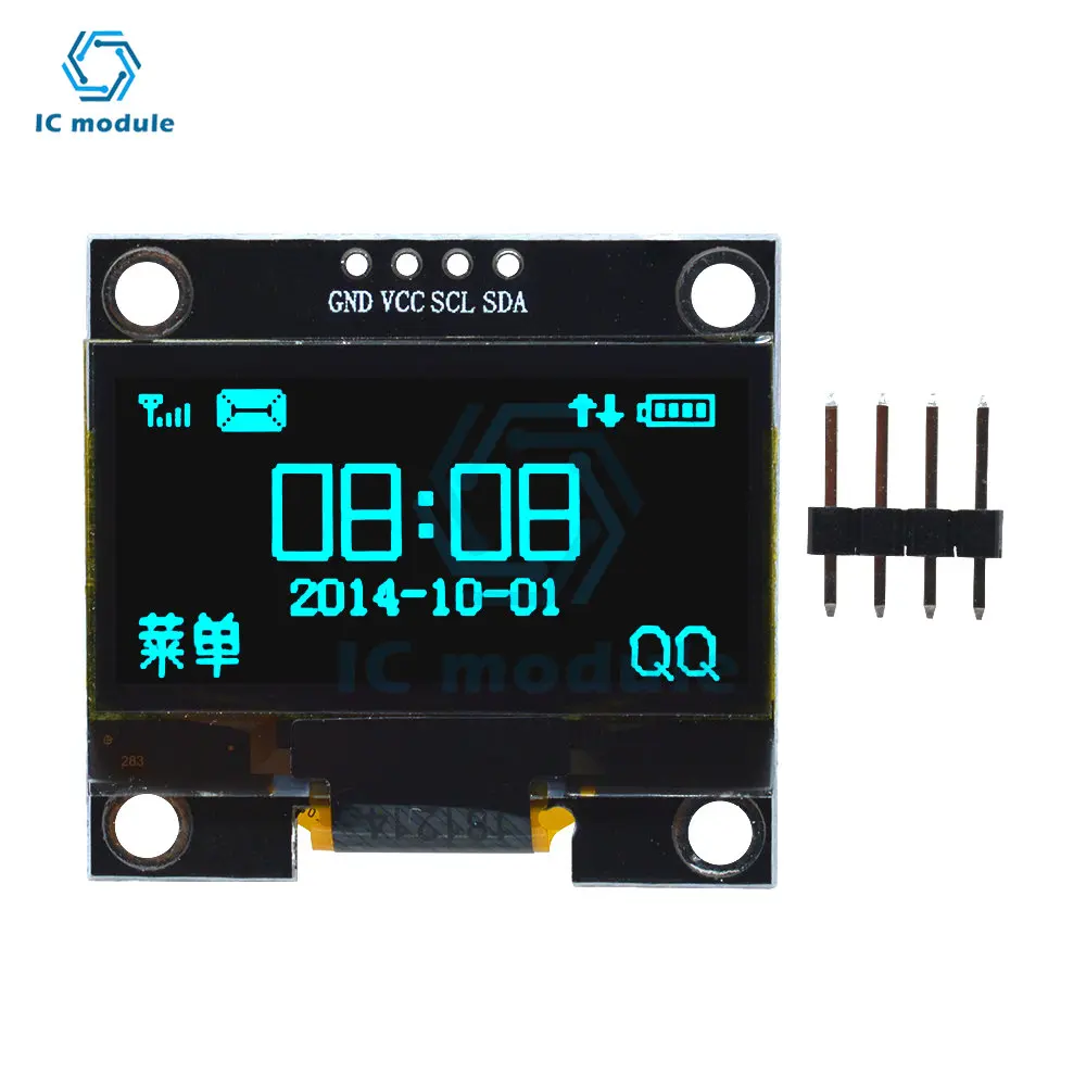 Imagem -02 - Módulo de Exibição Oled para Arduino Placa de Tela Lcd Serial Iic Branco Azul 128x64 12864 1.3 4pin