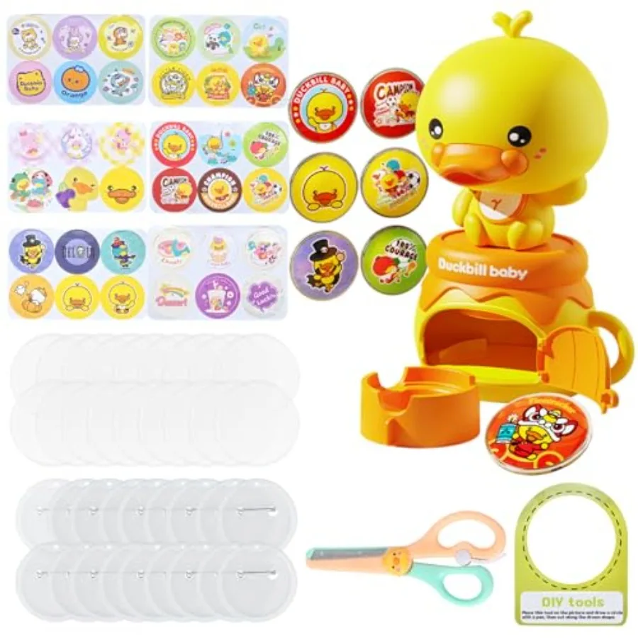 

Машинка для изготовления значков Duck Button Maker 55 мм (2,16 дюйма) - Набор для создания значков своими руками с 32 комплектующими, 36 изображениями и безопасными ножницами для творчества