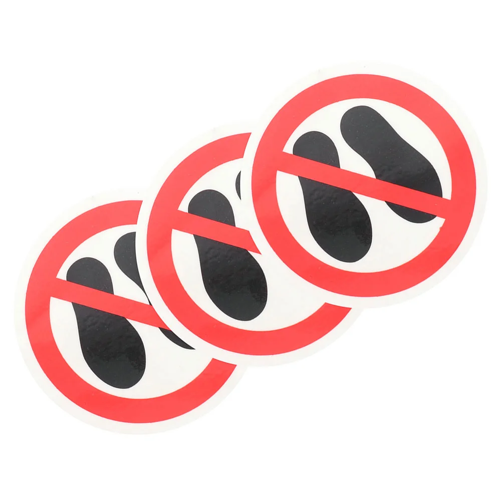 3 Pcs Do Not Step on Stickers Logo Here Warning Sign Safety The Round Pet Pp Decals