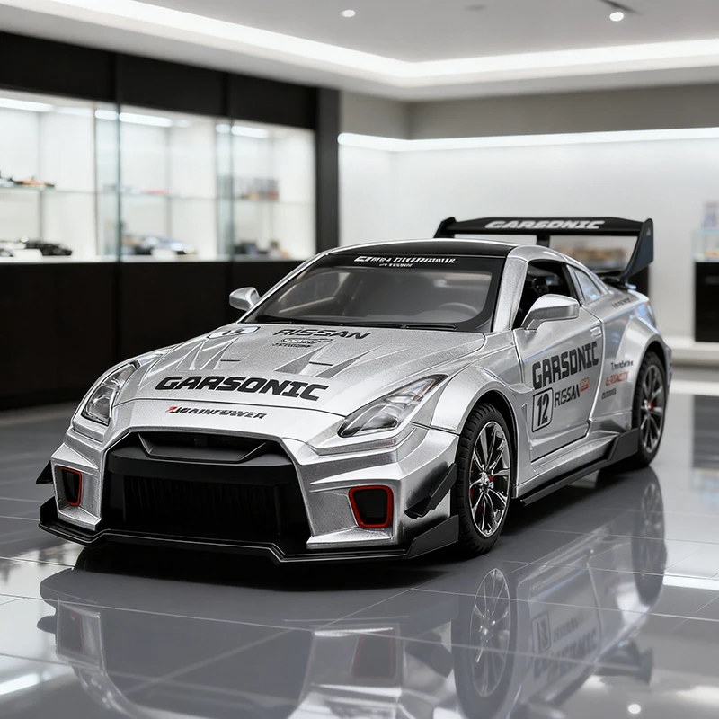 1:32 GTR R35 تعديل مركبة سبيكة سيارة نموذج الصوت والضوء التراجع لعبة الأطفال المقتنيات هدية عيد ميلاد
