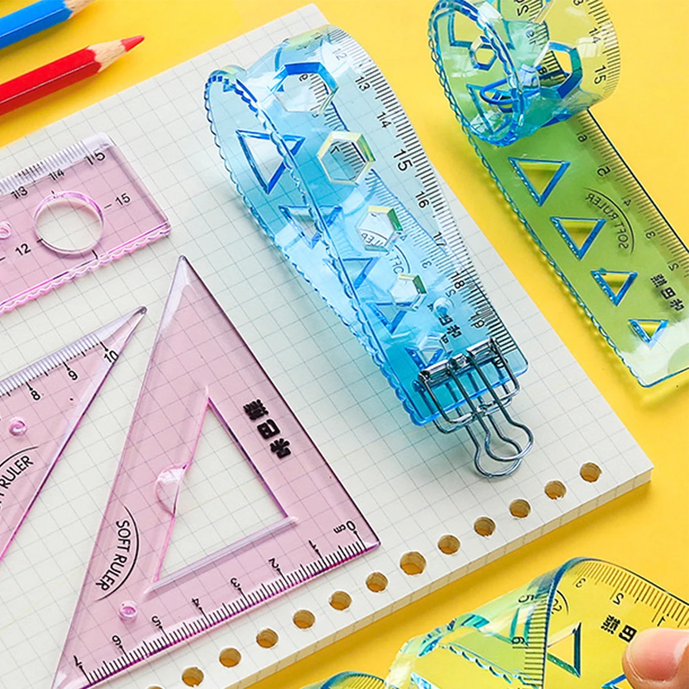

Stationery Ruler Set Student Rulers School Bendable Transparent Wearproof Simple