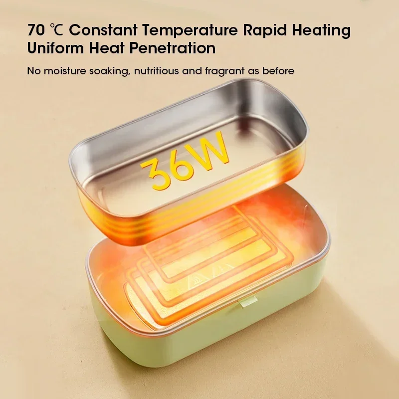 Portable Electric Lunch Thermal Lunch Boxes Water Free Heating Bento Box Stainless Steel Food Warmer Office Thermal Lunch Boxes