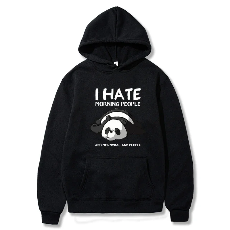 

Lazy Panda I Hate Morning People Printed Hoodie Women's Casual Fashion Hoody Autumn Soft Sweatshirt Harajuku Warm Sportswear Men