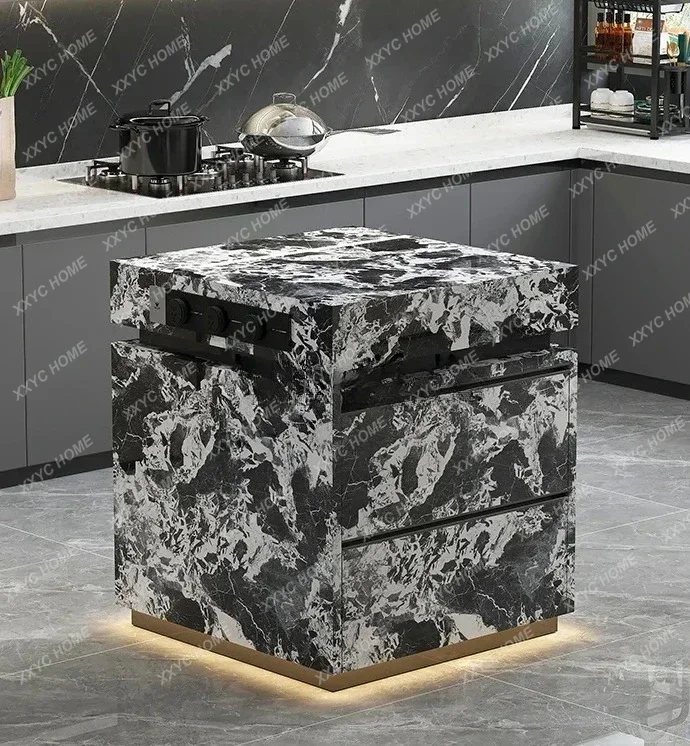 A  Separate movable kitchen small apartment guide table integrated independent falling cabinet