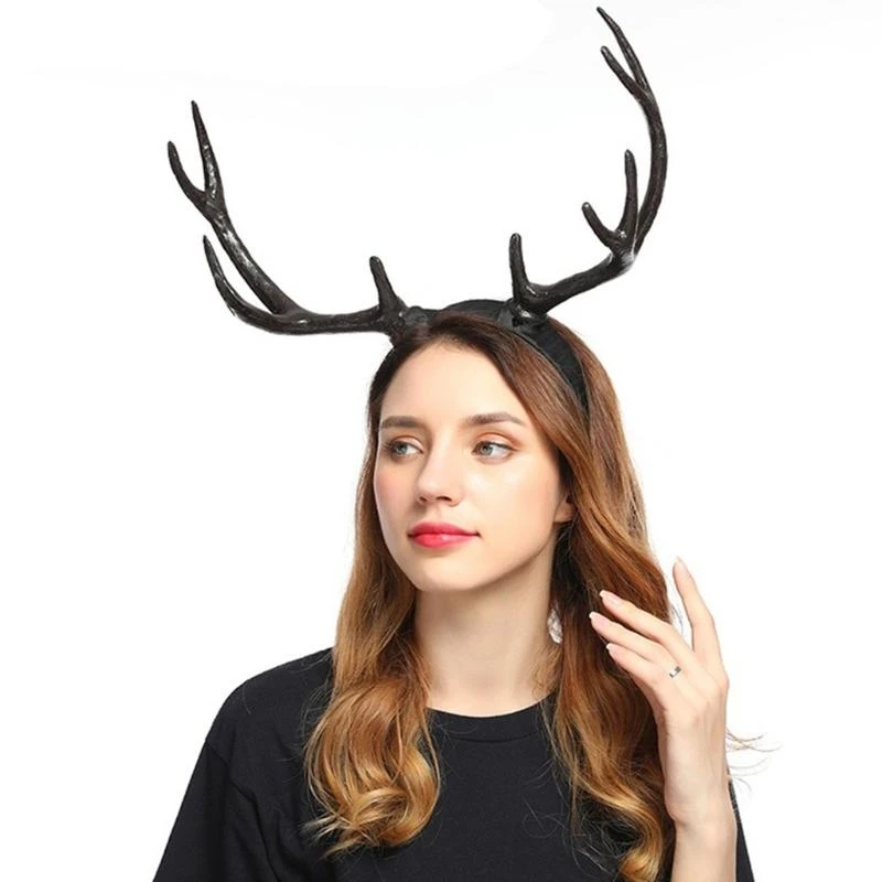 

5asd Antler Deer Horn Headband Dancing Party Props Christmas Halloween Hair Props
