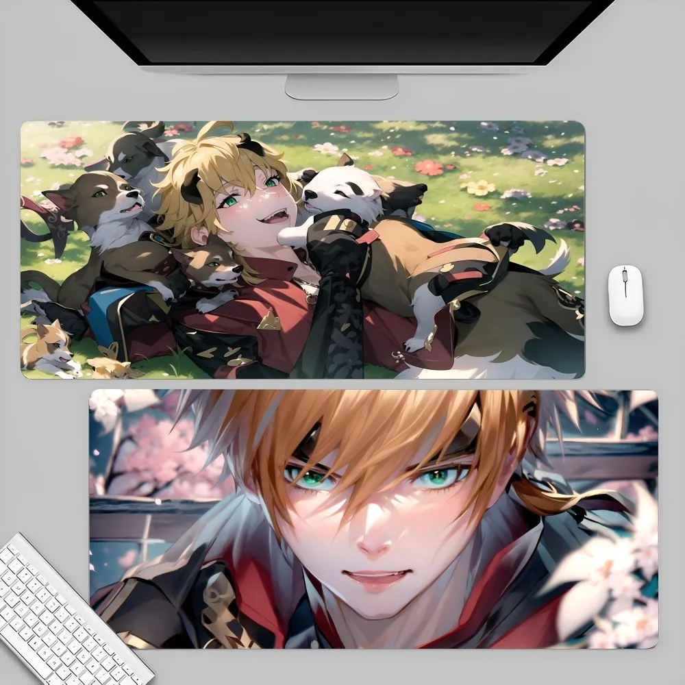 Anime Genshin Impact Thoma Mousepad Large Gaming Mouse Pad LockEdge Thickened Computer Keyboard Table Desk Mat