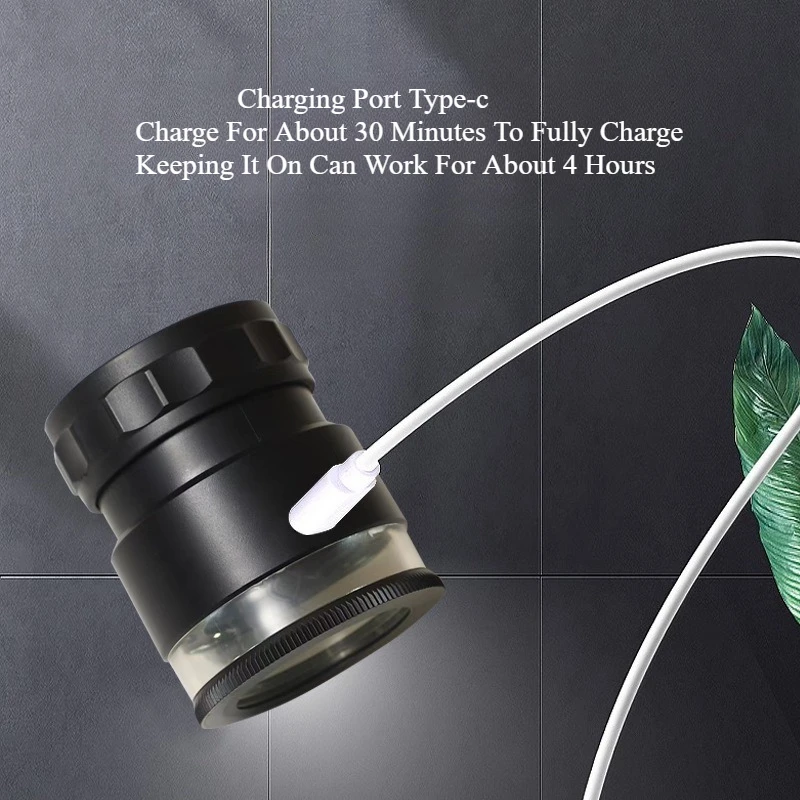 USB Charging Cylindrical Magnifying Glass With Light 10X Optical Lens  Reading Lamp for Jewelry And Jade Identification