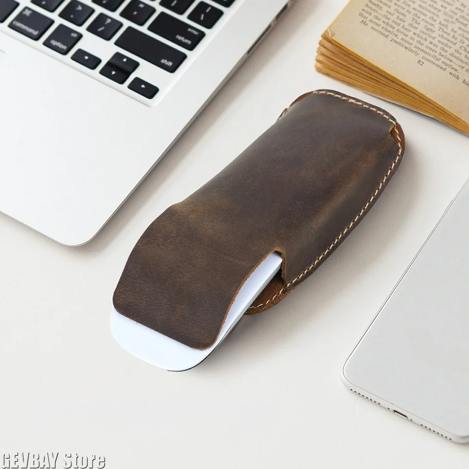 New Genuine Leather Gaming Mouse Storage Bag Protective Case for Apple Magic Mouse 3/2/1 Travel Carrying Pouch Bag