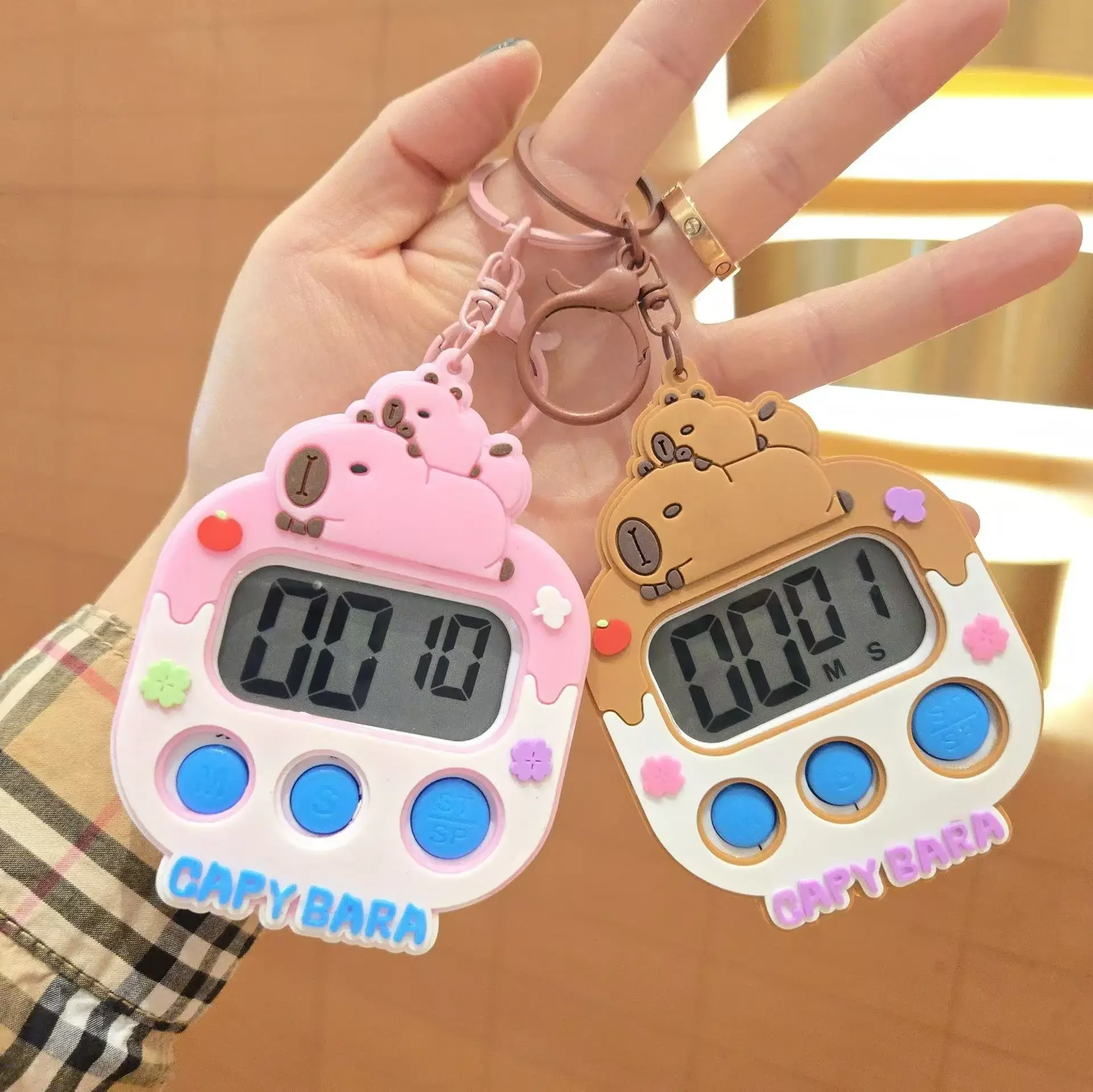 New Capybara Keychain Timer Children Portable Visual Time Management Electronic Stopwatch Timer Cartoon Kitchen Timer Reminder