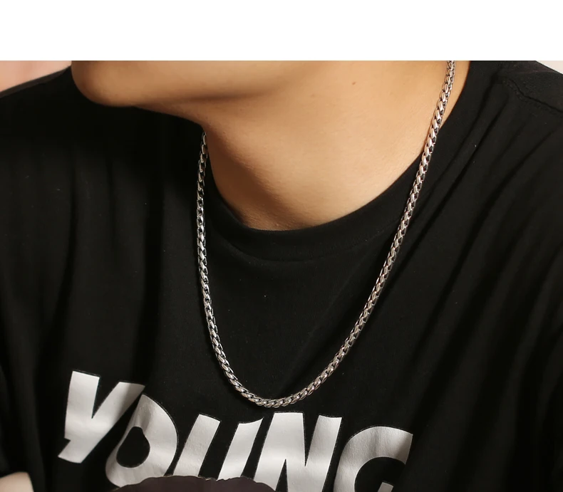 

S925 sterling silver jewelry trendy men's collarbone chain, punk trend, personalized bold necklace, Thai silver retro rope, silv