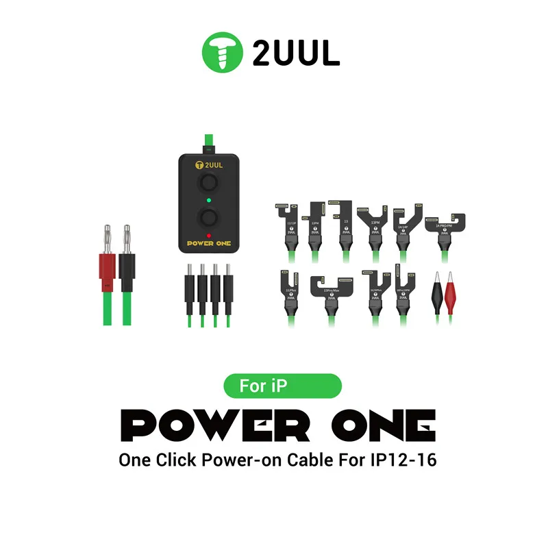 2UUL PW09 원클릭 전원 켜기 케이블 (IP 12-16 시리즈 수리 도구용, C타입 악어 클립 포함, 휴대폰 메인보드 스타터)