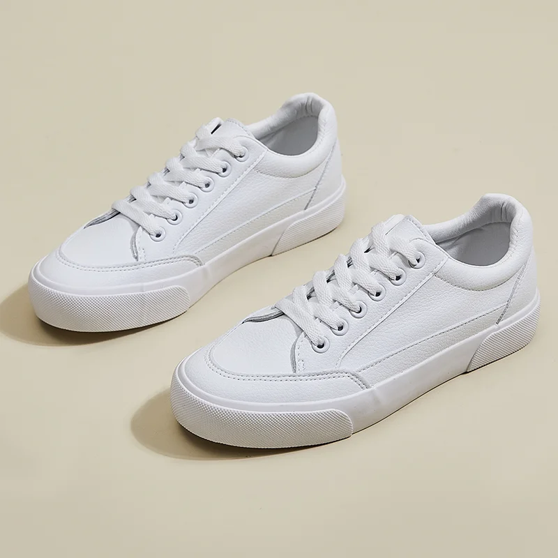 Women Vulcanized Shoes Fashion PU Leather Woman Flats Shoes Spring Trend Casual Sport Shoes White Sneakers Female Platform Shoes