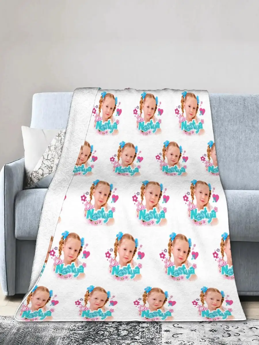 Kawaii Cute Nastya Girl Fleece Throw Blanket Soft Plush Quilt for Sofa Outdoor Summer Air Conditioning
