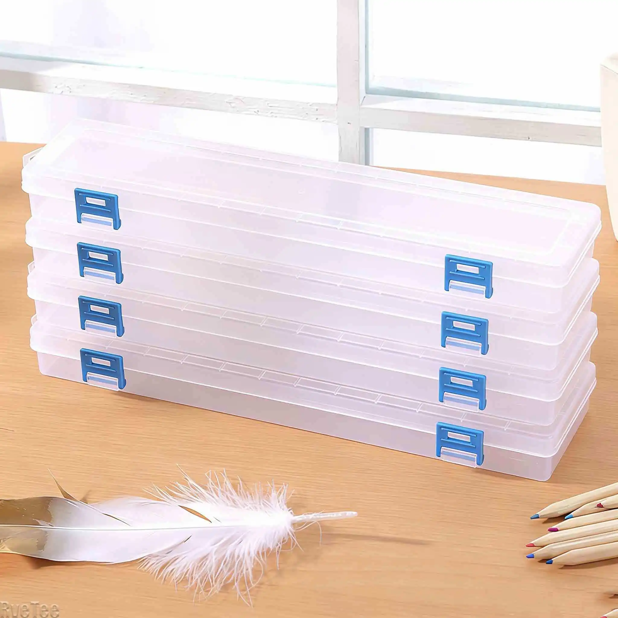 4pc-ホワイト収納ボックス-33x7x35-センチメートルブラシ用絵画鉛筆水彩ペン美術工芸品縫製描画プロテクターハンドツール