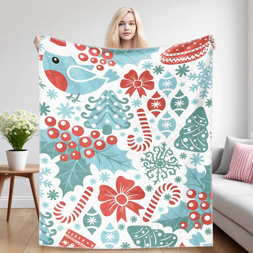 Xmas Folk Winter And Summer Dual-Use Comfortable Flannel Blanket, Soft And Sticky Sofa Cover Blanket, Exquisite Gift