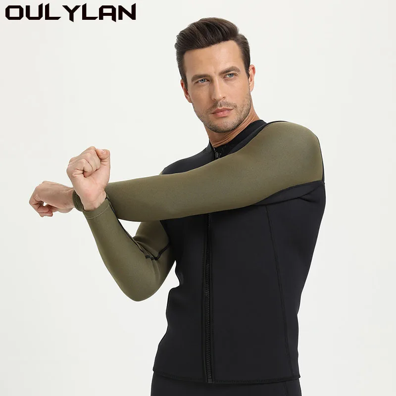 

Oulylan Male Surfing Winter Jacket Fishing Thermal Swimwear Men 3MM Neoprene Wetsuit Diving Jacket Long Sleeve Snorkeling Coat