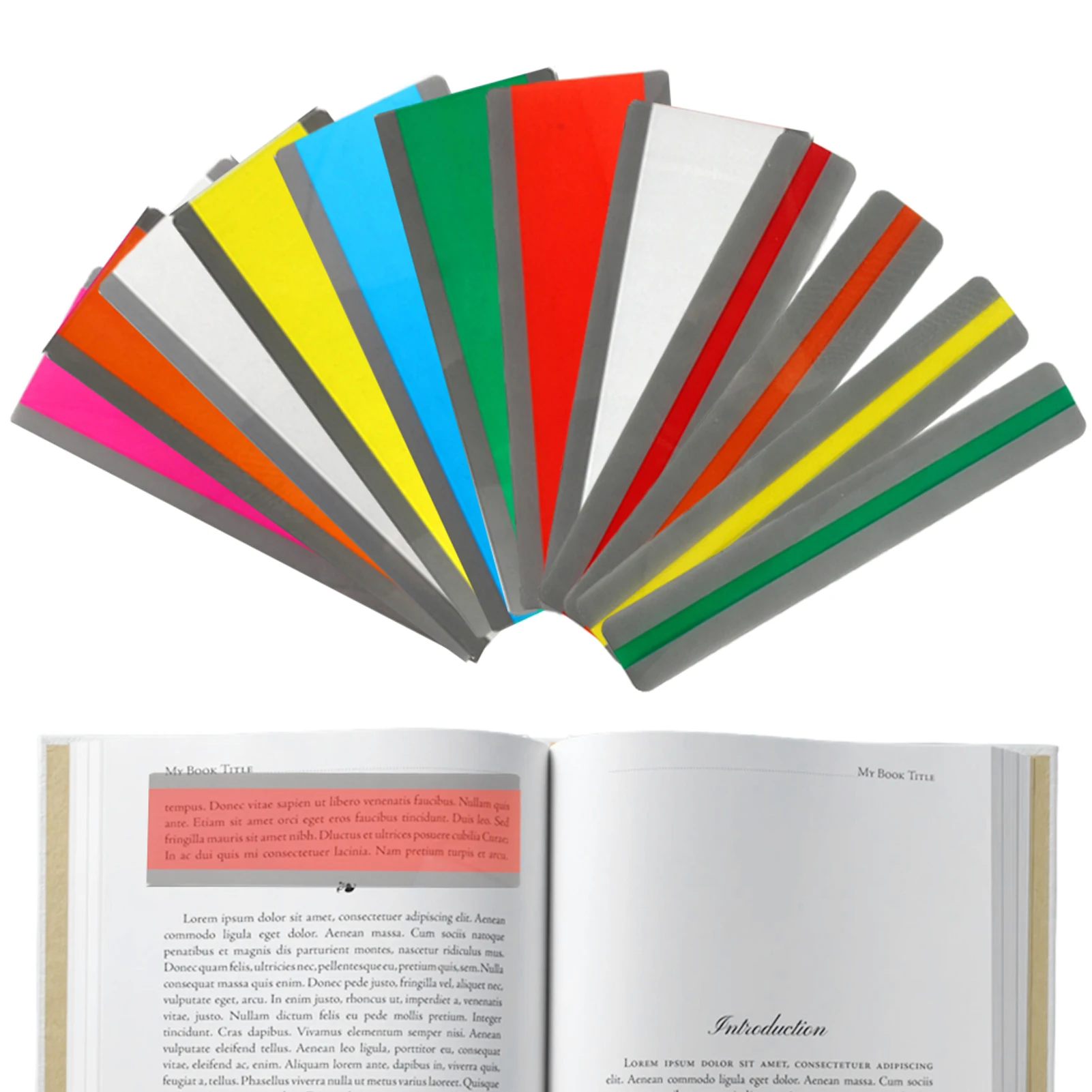 Visual Aid Destaque Faixa para Iniciantes, Leitura Mais Rápida Flexível, Acompanhamento Régua, Medida Régua para Adultos, Direcional e Prático, 12PCs