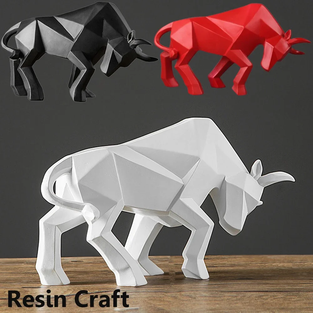 

Nordic Resin Art Crafts Home Living Room Bookshelf Desk Decor Sculptures Creative Bullfighting Geometric Animal Resin Figurines