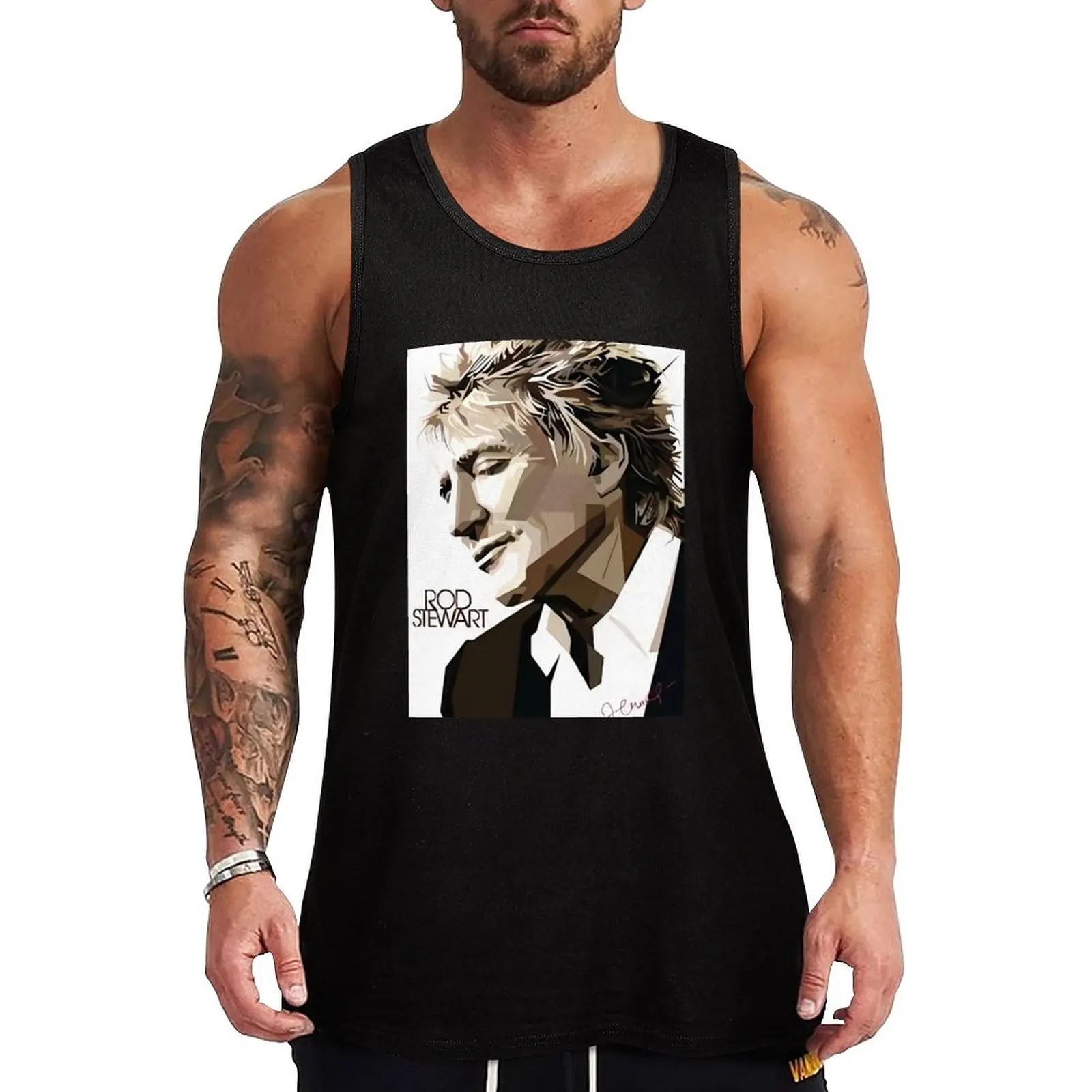 Sir Rod Black White Poster Tank Top Gym wear men clothings T-shirt for fitness Sports shirt man