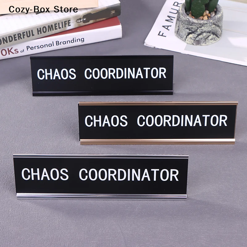 [ZY]Desk Sign Funny Signs Work Supplies For Women Metal Name Plate Position Card Chaos Coordinator Office Decor[ZY]