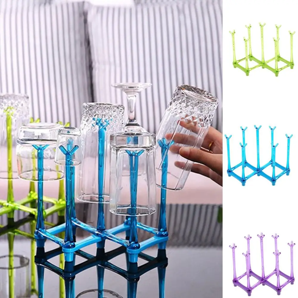 

Plastic Foldable Baby Feeding Bottle Rack Stretchable Green/Blue/Purple Glass Cup Bottle Drying Rack Upside Down