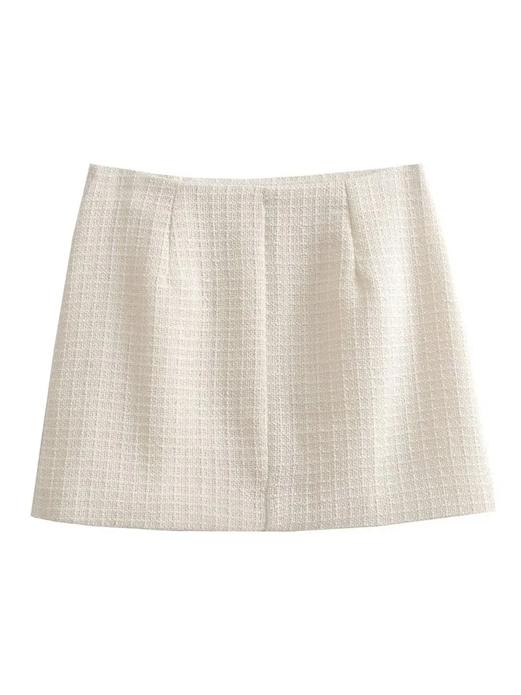 Elegante cappotto blazer in tweed donna 2025 nuova moda autunnale abito ampio vintage beige casual blazer monopetto con tasca o collo