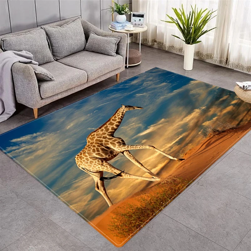 Giraffe Animal Carpet Wildlife Print Rug Home Living Room Bedroom Yoga Mats Polyester Dorm Floor Mat Kitchen Bathroom Door Mat