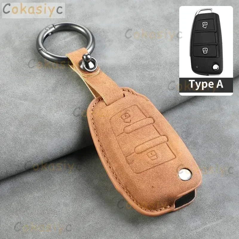 Leather Car Key Cover Car Key Case for JAC JS2 S2 S3 S5 S7 T40 T50 Sei 3 A5 R3 Refine Flip 2 Button Car Key Case Shell Keychain