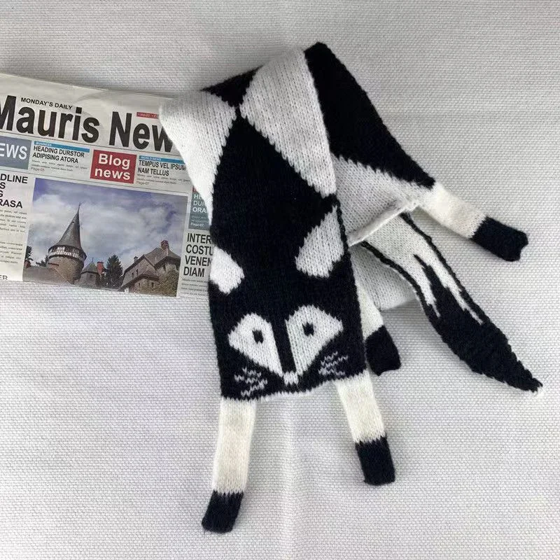 Kinder Cartoon Fuchs Gestrickte Schal Herbst Winter Kleiner Fuchs Schal für Baby Jungen Mädchen Frauen Warme Schal Stricken Tier Schal