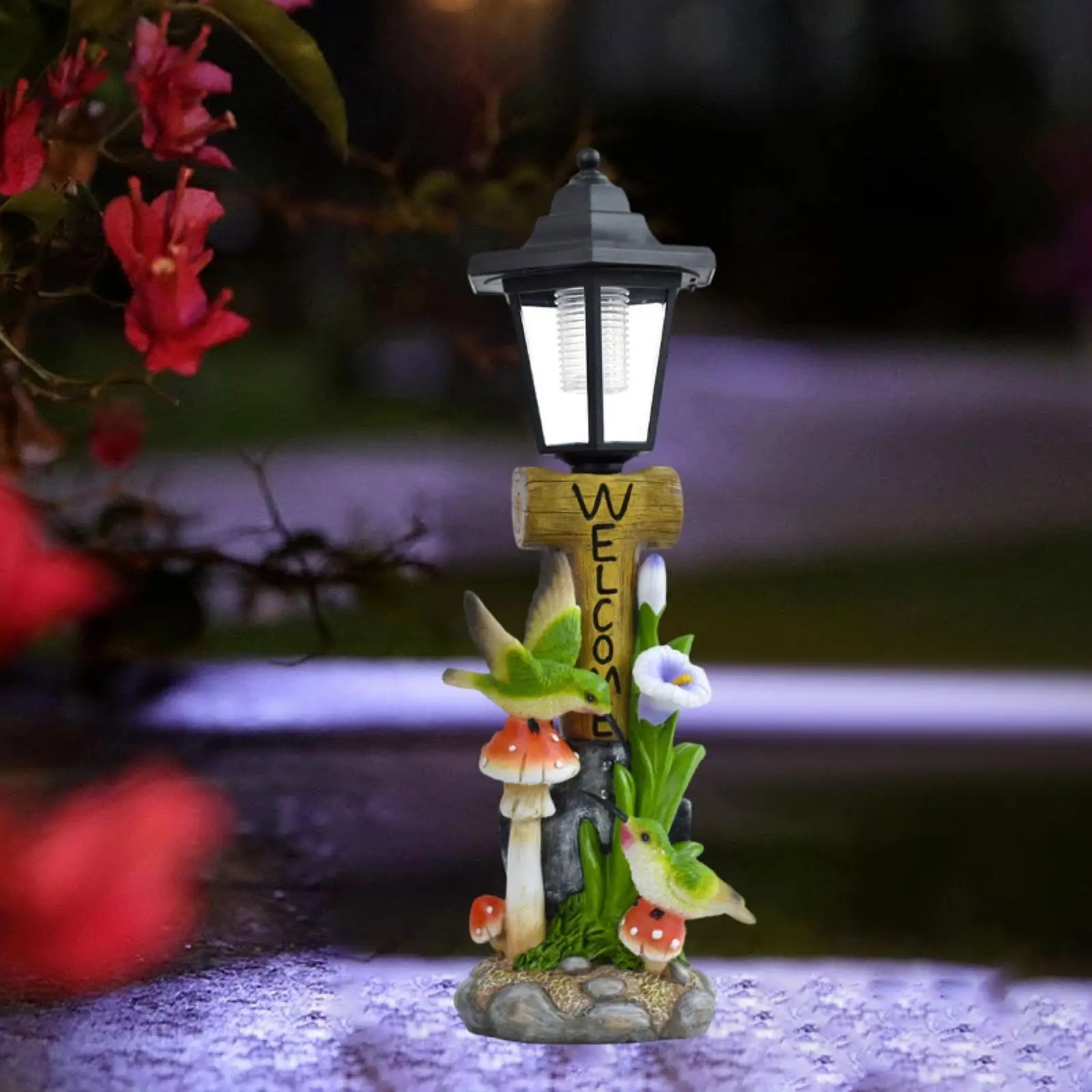 

Garden Bird Statue Solar Light Solar Hummingbird Garden Light for Flower Bed