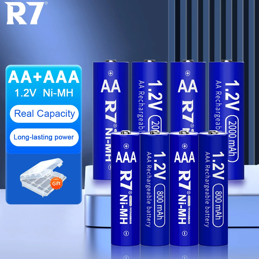 R7 4-24Pcs 8000mAh 1.2V AAA Rechargeable Batteries and 1.2V 2000mAh AAA Battery NI-MH AA AAA Rechargeable Battery for Camera Toy