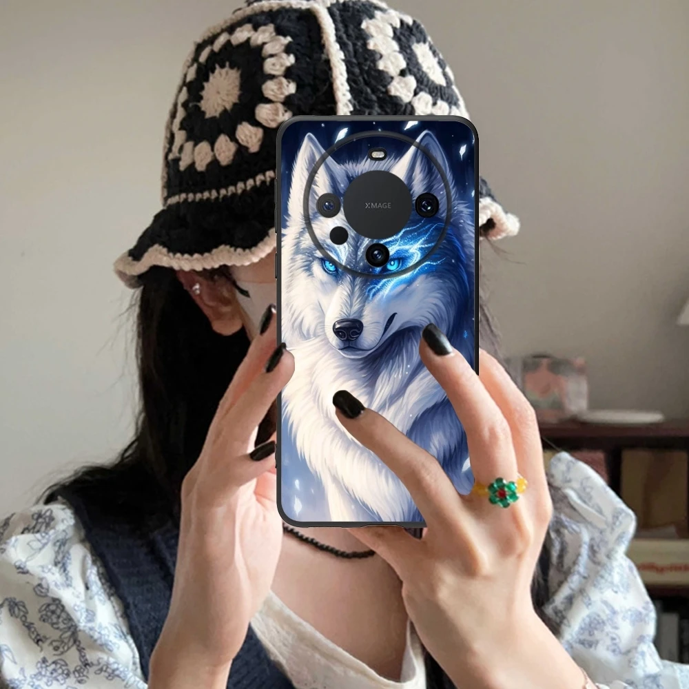 Strong Wolf Painting Mobile Cell Phone Case for Huawei Mate 60 50 40 30 20 10 Pro Plus Lite E 5G Black Soft Phone Cover Shell