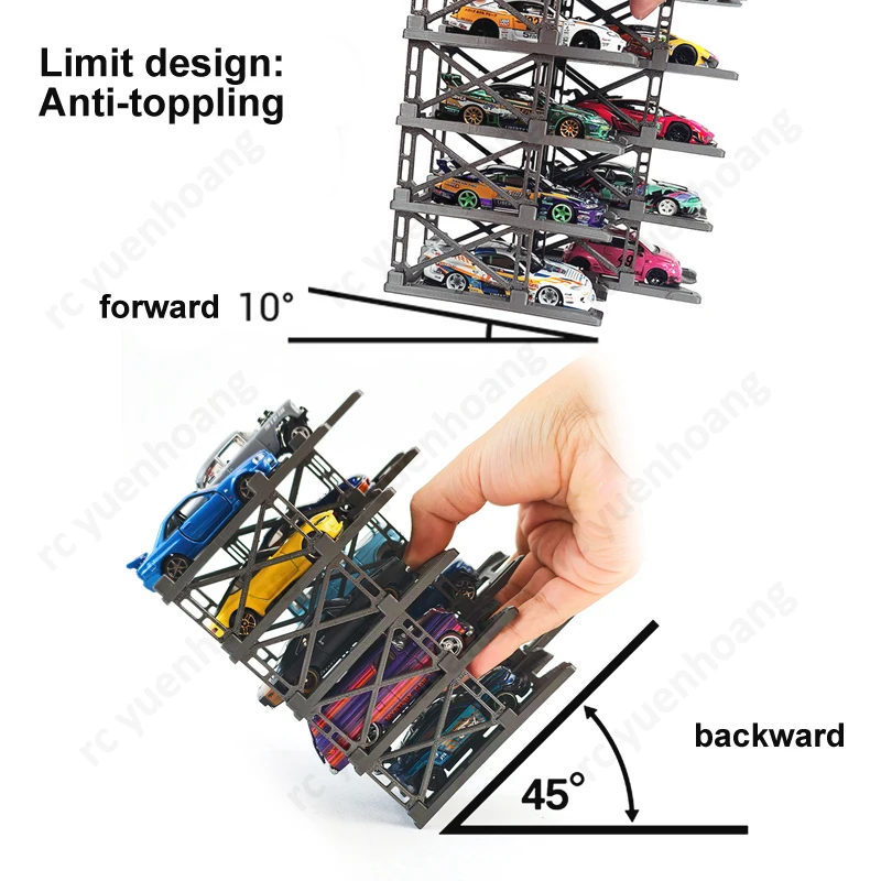 Telaio per veicolo assemblato in scala 1/64 Scaffale di parcheggio tridimensionale Scatola di visualizzazione magnetica trasparente Parti modificate per modello di auto