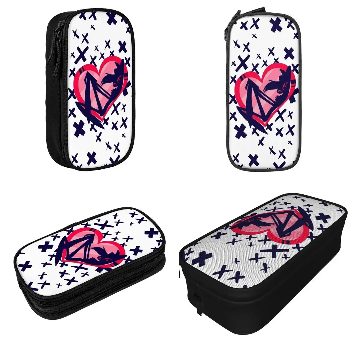 Helluva Boss Love Heart مقلمة أنيمي قلم رصاص الحقيبة حامل قلم أطفال حقيبة تخزين كبيرة الطلاب مدرسة مستحضرات التجميل القرطاسية