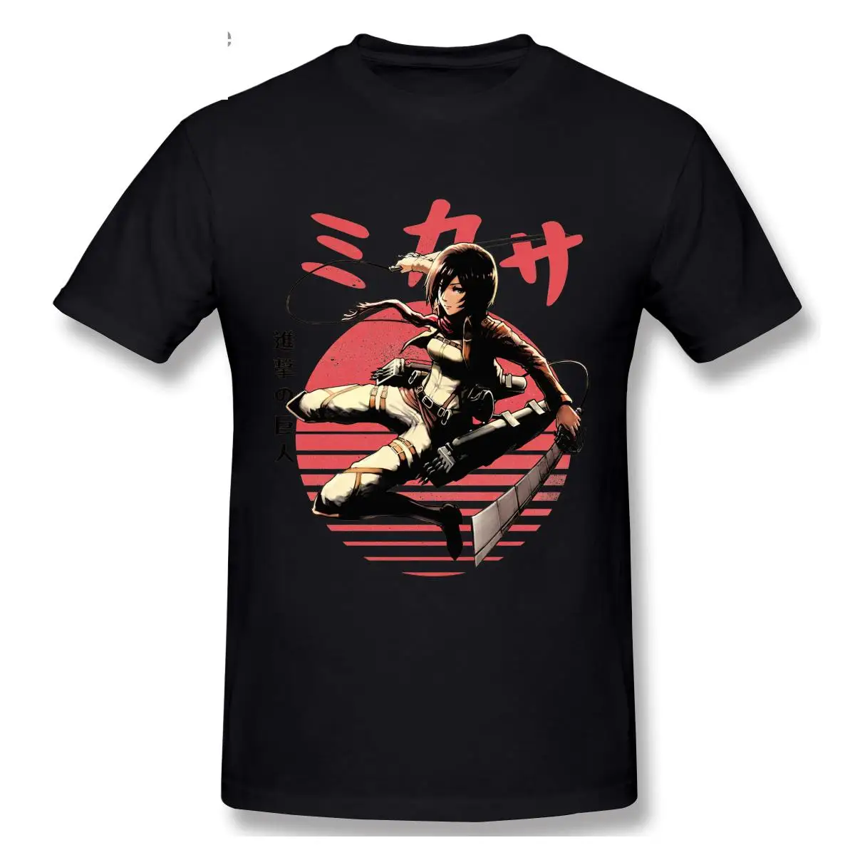 

T-shirt Cartoon Anime Ato Mikasa Attack On Titan Short Sleeve Casual Men O-neck 100% Cotton Tshirts Tee Tops