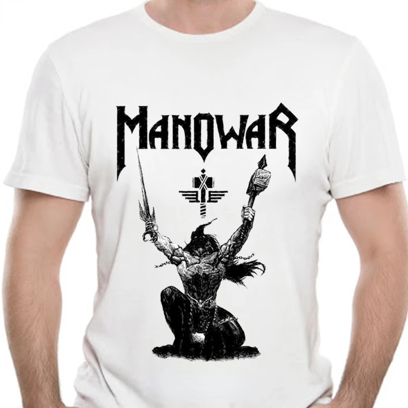 

New Manowar Men's T-shirt Men's Women's Summer Fashion Loose Breathable Street Clothing Top Unisex Hip Hop Casual Pattern T-shir
