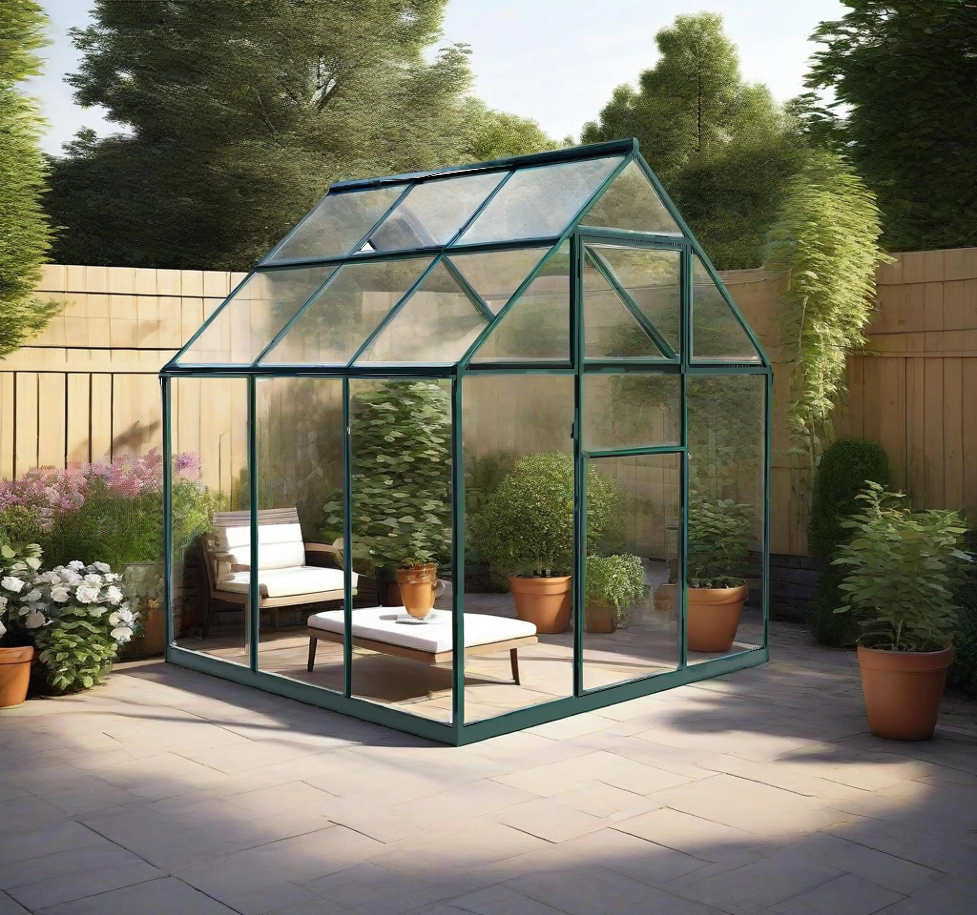 

2025Portable Outdoor Aluminum Greenhouse with Polycarbonate Panels for Home & Agricultural Flower Plant Relaxation Backyard