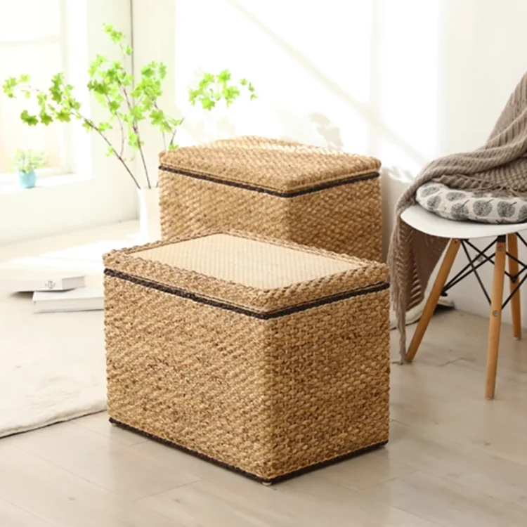 Handmade Lightweight Natural Seagrass Chest Storage Baskets New Item Home Decoration Trunk Manufacture for China