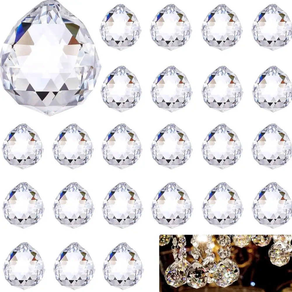 Decorative Crystal Ball Hanging Prism Ornament For Wedding Party Garden Tree Window Lighting Glass Craft Accessories
