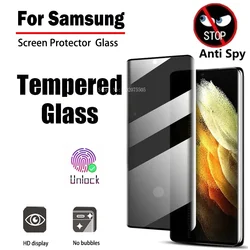 Privacy Tempered Glass For Samsung Galaxy S24 S23 Ultra Screen Protectors S22 S21 Plus Note 20 Fingerprint unlocking 5G Film