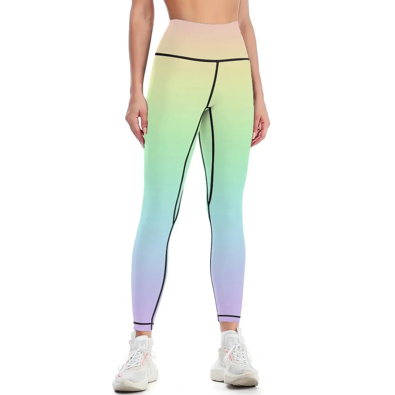 Pastel Rainbow Gradient Leggings legging push up legging pants raises butt Women's sportswear Womens Leggings