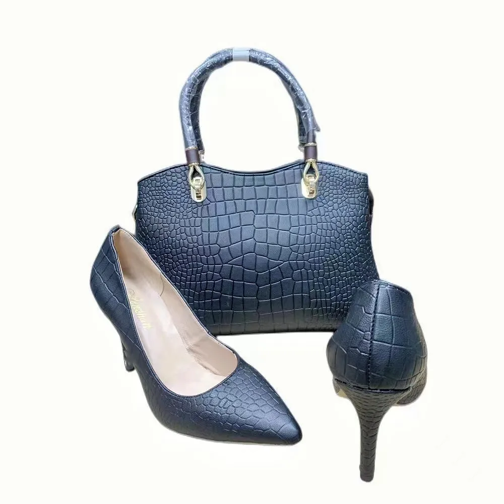 Top Grade Leather Woman Soft Shoes And Hand Bag Set Nice Style High Heels Shoes And Bag Set Size 36-43 High Quality