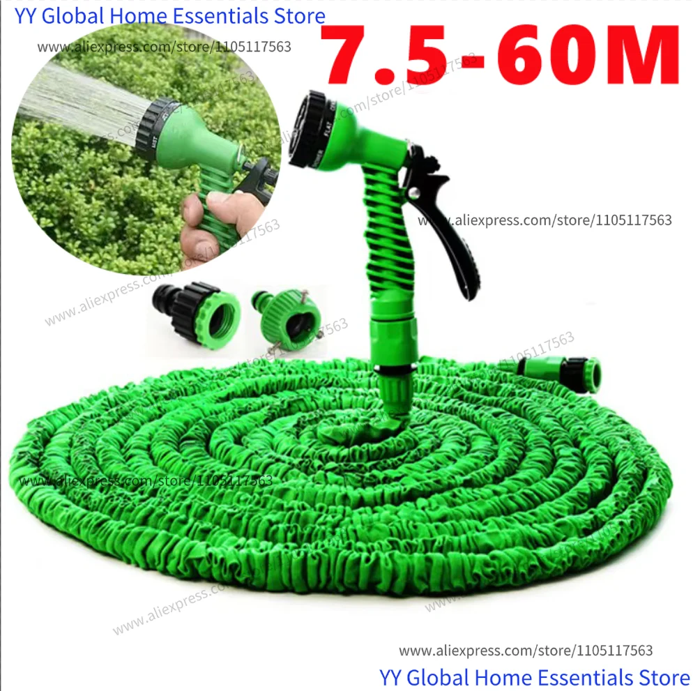 Tuyau d'arrosage magique extensible : tuyau léger et durable de 25 à 200 pieds avec pistolet de pulvérisation à 7 fonctions, outil d'arrosage flexible pour la maison